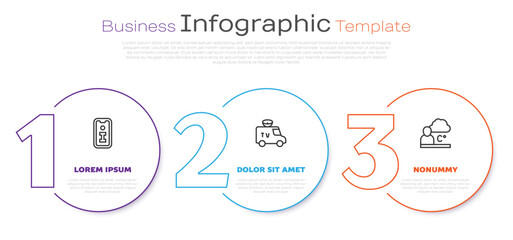 Set line Information, TV News car and Weather forecast. Business infographic template. Vector