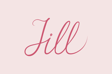 Female name Jill. Handwritten lettering calligraphy Girl name. Vector illustration