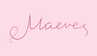 Female name Maeve. Handwritten lettering calligraphy Girl name. Vector illustration