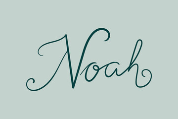 Male name Noah. Handwritten lettering calligraphy Boy name. Vector illustration