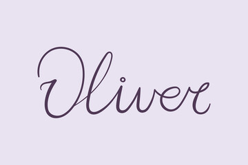 Male name Oliver. Handwritten lettering calligraphy Boy name. Vector illustration