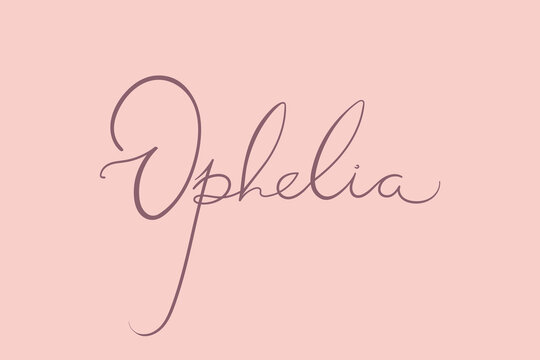 Female name Ophelia. Handwritten lettering calligraphy Girl name. Vector illustration