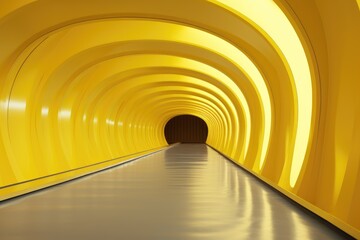 a yellow tunnel in the underground