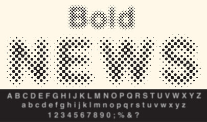 vector grunge stain dotted old newspapers raster font - obrazy, fototapety, plakaty
