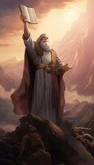 Moses with Ten commandments - obrazy, fototapety, plakaty