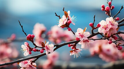 Branch Blooming Peach Tree On Blurry, HD, Background Wallpaper, Desktop Wallpaper