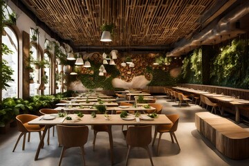 Interior design of an organic restaurant
