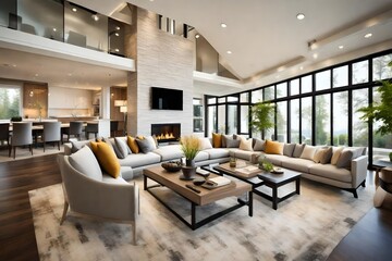 Gorgeous interior design for a modern living room in a house.