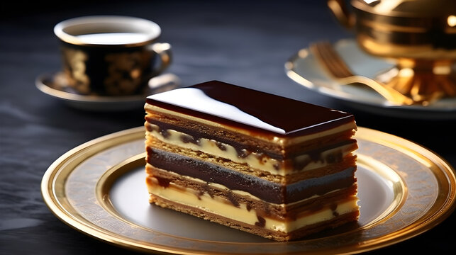 french Opera cake ts intricate layer at the a La carte desserts
