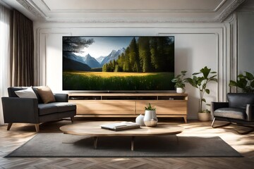 Big Tv In A Living Room. Most Elegant living room with big tv screen.