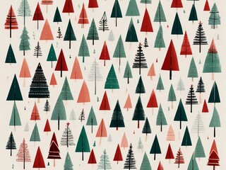 Collection of Christmas trees, vector illustration in flat cartoon style