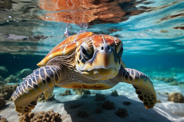 Fototapeta premium Endangered Hawaiian Green Sea Turtle.