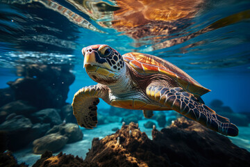 Endangered Hawaiian Green Sea Turtle.