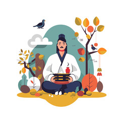 Naklejka premium Korean Thanksgiving Day shopping event Illustration