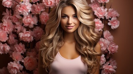 Obraz na płótnie Canvas Beautiful Girl Flowers Her Hair Spring, HD, Background Wallpaper, Desktop Wallpaper