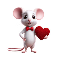 Obraz na płótnie Canvas Happy Valentines Day Cute Mouse With Ears Png Clipart Sticker