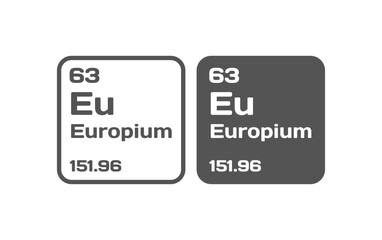 Europium chemical element icon. Flat, gray, Eu Europium chemical element icons, periodic table. Vector icons