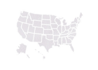 Dot USA map. Dotted America map in flat design. US halftone pattern, isolated vector