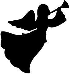 Angel blowing trumpet silhouette - obrazy, fototapety, plakaty