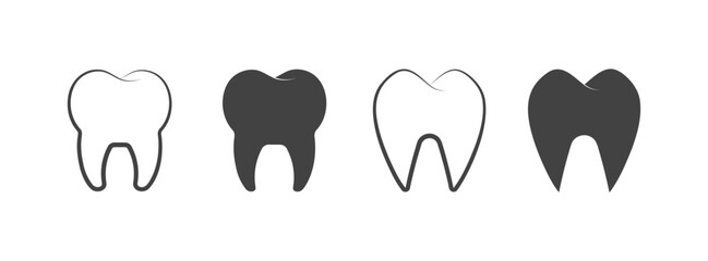 Teeth icons. Flat, gray, teeth for design. Vector icons