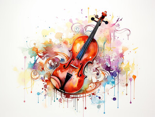 violino arte aquarela 