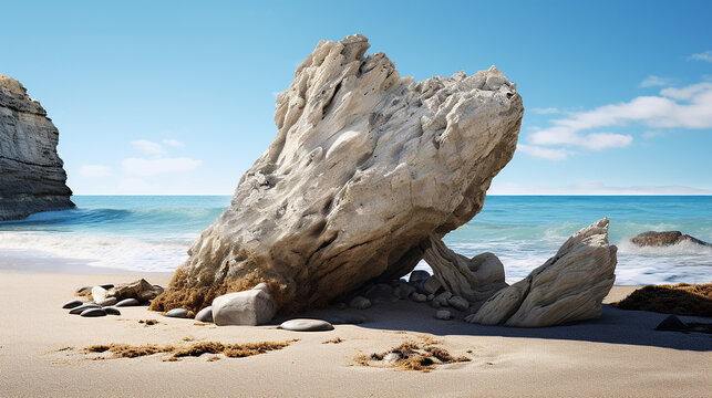 pedras esculturais na praia 