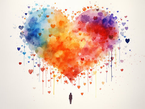 cora&ccedil;&atilde;o arte colorida aquarela 