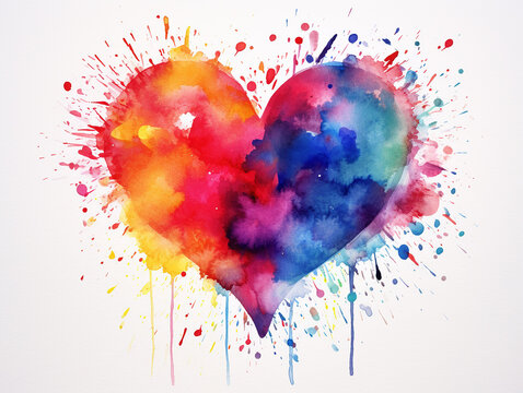 coração arte colorida aquarela 