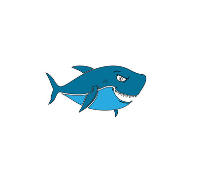 Vector illustration of a cartoon shark with an open mouth isolated on white background