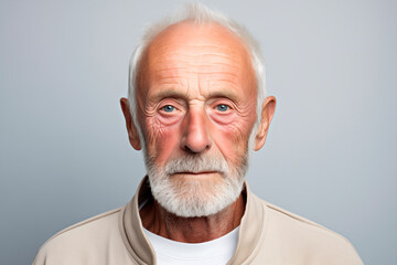 Obraz premium 80 old man portrait realistic photo calm smile casual clothes white background
