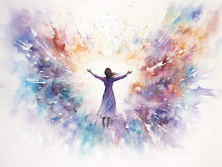 f&eacute; em Deus arte aquarela em fundo branco 