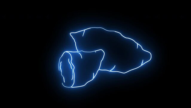 Animated sweet potato icon with a glowing neon effect