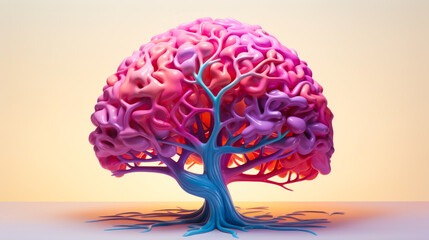 Illustration of the mindful tree, creativity,psychology background for copy space