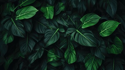 Abstract green leaf texture, nature background, tropical leaf - obrazy, fototapety, plakaty