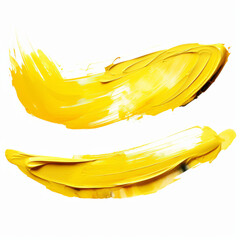 Set of yellow strokes of mascara. Luxury decor of yellow shiny foil.