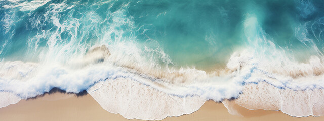 beach ocean clear blue water waves.AI. Generative AI