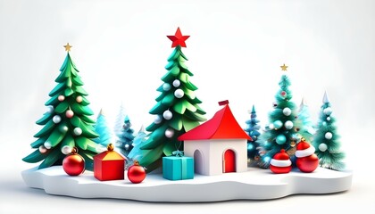 Obraz premium christmas tree with santa claus