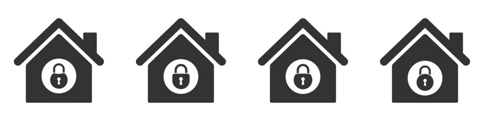 Home security vector icons. Security house vector signs set