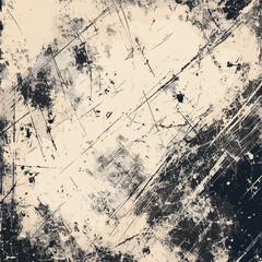 Distressed grunge paper overlay texture with dust. Worn urban dust effect background with scratches and ripples. Crumpled photo paper for poster or vinyl album cover, dirty, grainy vector mockup illus
