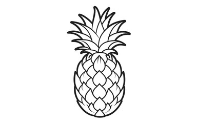 colouring sheet for kids with a  pineapple vector illustration