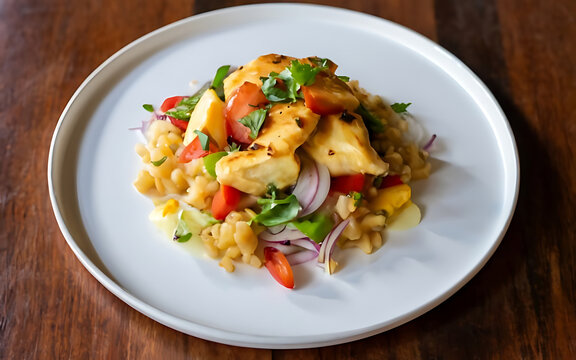Capture the essence of Saltfish & Ackee in a mouthwatering food photography shot Generative AI