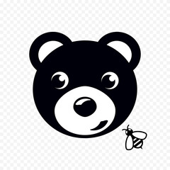 Vector illustration of a bear and bee character in cartoon design.