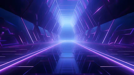  3d rendering of purple and blue abstract geometric background. Scene for advertising, technology, showcase, banner, game, sport, cosmetic, business, metaverse. Sci-Fi Illustration. Product display © MINDSAND