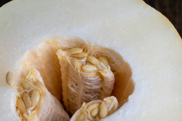 Ripe delicious melon during dessert cooking