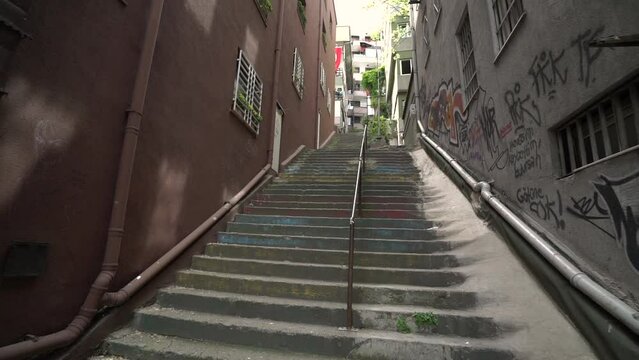 Istanbul street stairs, historic, jk01