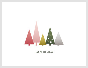 Minimalist Pastel Christmas Trees Vector Graphic, Christmas Card, happy holiday