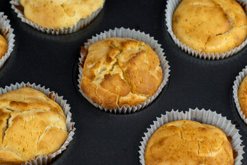 baked delicious and fresh cupcakes in cupcake molds