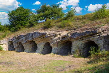 Fototapeta na wymiar Ancient caves of the White Croats near Lviv. Ukraine. Cultural historical place