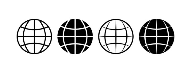 Internet planet icons. Silhouette, globe communication icons for design. Vector icons