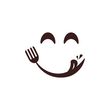 Delicious food symbol logo with character smile face